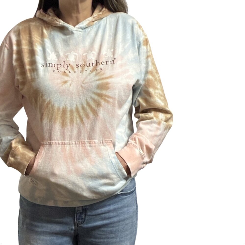 Sz.L*Simply Southern*Blue/Pink/Tan Tie-Dyed Hoodie--Says "Simply Southern"